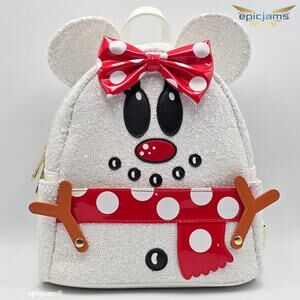Loungefly Disney Snowman Minnie Mouse Sequin Cosplay Mini Backpack Exclusive New